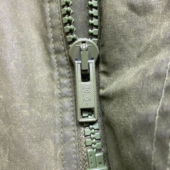 VINTAGE Viyella Jacket 42 Olive Green Wax Coat Empire Collection England Made - Picture 11 of 16